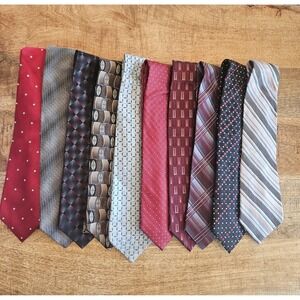 Lot Of 10 Men's Classic 100% Silk Patterned Ties Siena Campia Moda Haggar Pronto